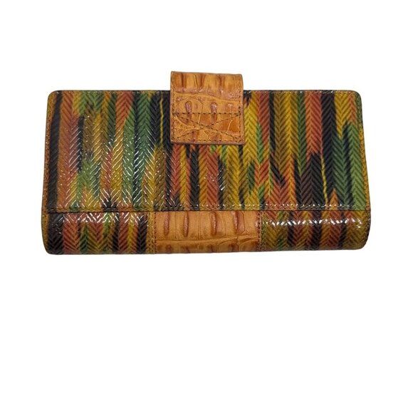 Sharif jeweled beaded print leather trifold wallet Vintage Artsy Brown multi - Picture 11 of 12